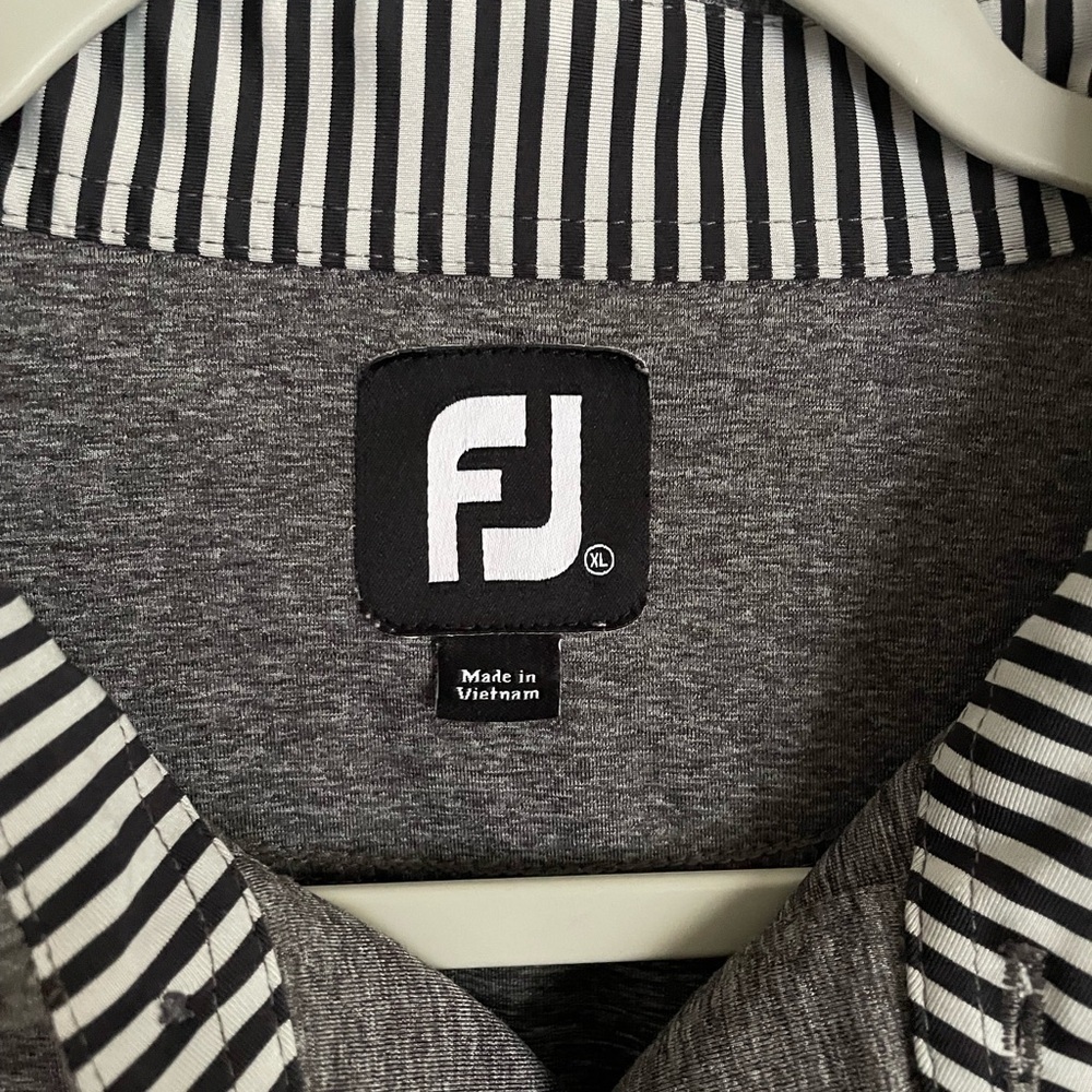 FootJoy Solid Lisle Self Collar Golf Polo XL Heather Charcoal Grey - Picture 6 of 10